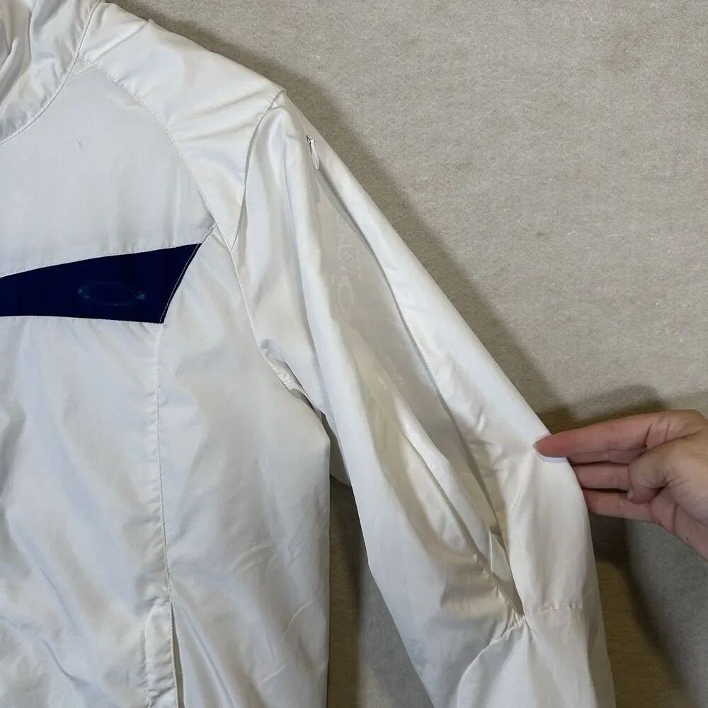 Oakley Jacket Mens Small White Blue Full Zip Insulated Y2K Software Tech Vent